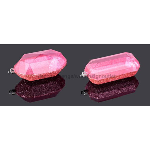 2 Asst 5.25’L Glitter Gem Ornament Bright Pink Xj552222