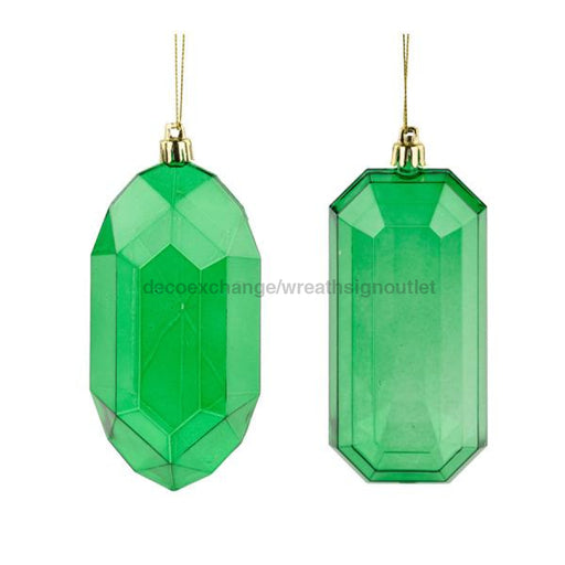 2 Asst 5’L Rectangle Gem Ornament Emerald Green Xj544406