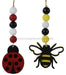 2 Asst 6.5’’L Wood Bead Bee/Ladybug Orn Yellow/Red/Black/White MS173799 Pick