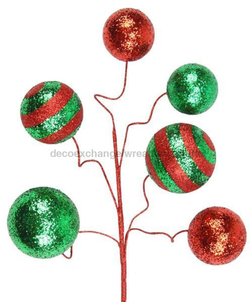 20L Stripe/Solid Glitter Ball Pick Red/Emerald Xs997962