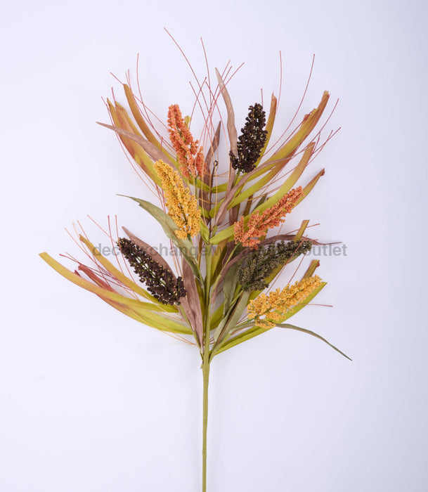 20’’L Bead Spike/Paper Grass Spray Brn/Dk Sage/Orng/Mstrd HA1768 Greenery