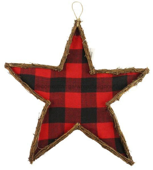 21.5" Vine Check Star Red/Black/Natural KG302724 - DecoExchange