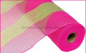 21"X10Yd Poly/Faux Jute Wide Stripe Dark Pink/Fresh Green RY930059 - DecoExchange
