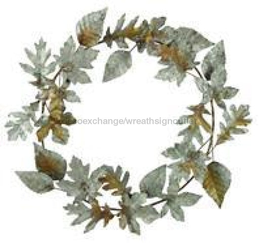 21"Dia Mix Leaf Wreath Rusted Whitewash HA136031 - DecoExchange