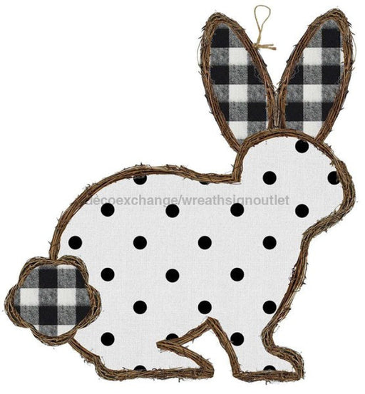 21"Hx22"L Vine/Fabric Bunny Rabbit Black/White/Natural KG3072 - DecoExchange
