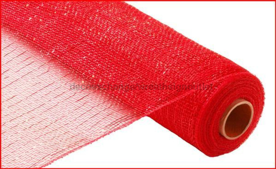 21"X10Yd Metallic Mesh Red W/Red Foil RE100124 - DecoExchange