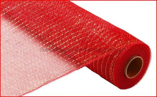 21’X10Yd Metallic Mesh Red W/Laser Gold Foil Re100164