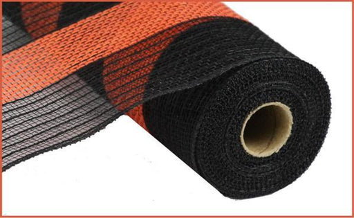 21"X10Yd Poly/Faux Jute Wide Stripe Black/Orange RY9300E7 - DecoExchange