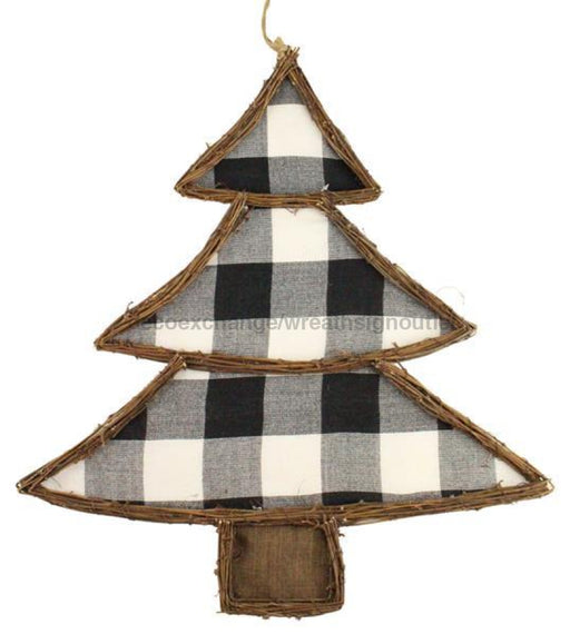 22.5"H X 19"L Vine Check Tree Black/White/Natural KG3044 - DecoExchange