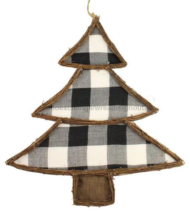 22.5"H X 19"L Vine Check Tree Black/White/Natural KG3044 - DecoExchange