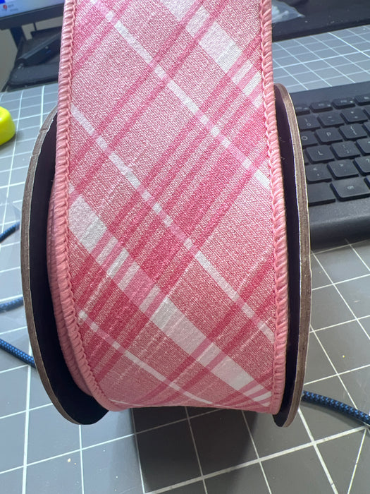 2.5" X 10Yds Dupion Bias Cut Plaid, Shades Of Pink 05-1795 - DecoExchange®