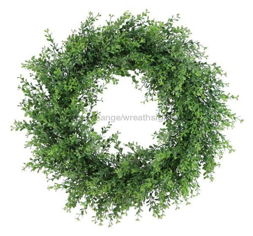 22"Dia Plastic Boxwood Wreath Dusty Green FR660343 - DecoExchange