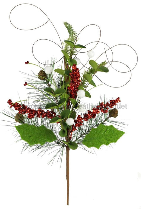 22’’L Pine/Leaf/Bead/Pinecone Spray Red/Green/White XS9772 Greenery