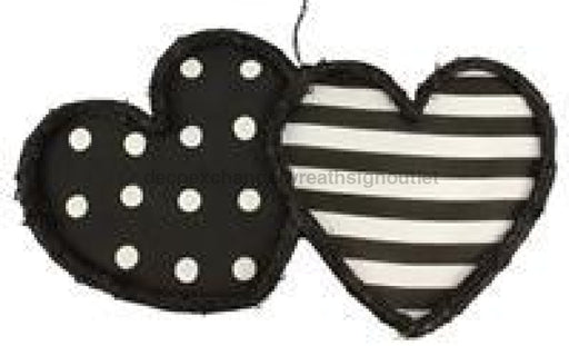 22"L Vine Dots/Stripe Double Heart Black/White KG3024 - DecoExchange