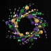 23Dia Glitter Bead/Tubing/Ball Wreath Mardi Gras Hg4048