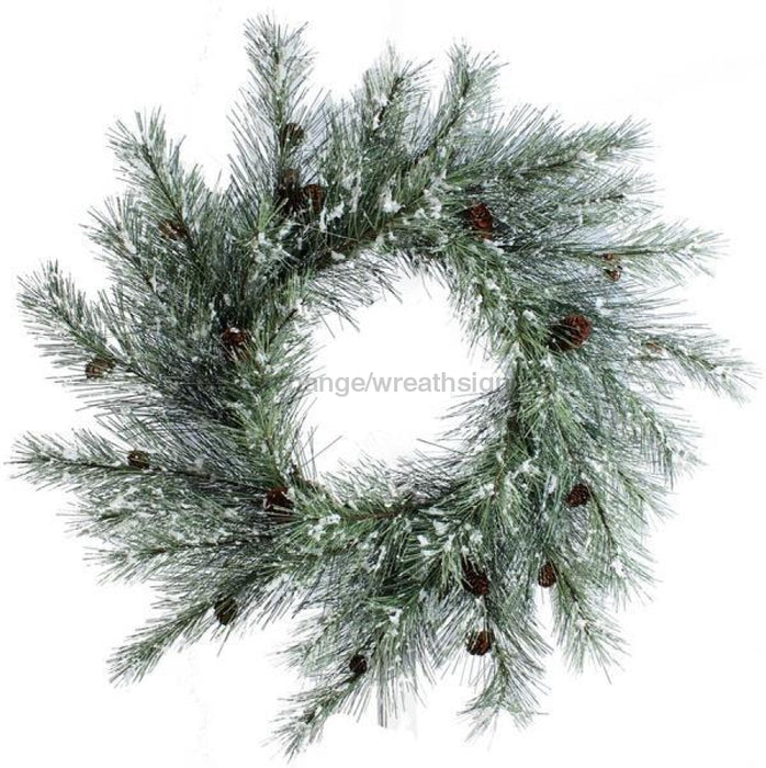 24" Northwoods Pine Wreath X39 Flocked, Tt Green XX1692 - DecoExchange