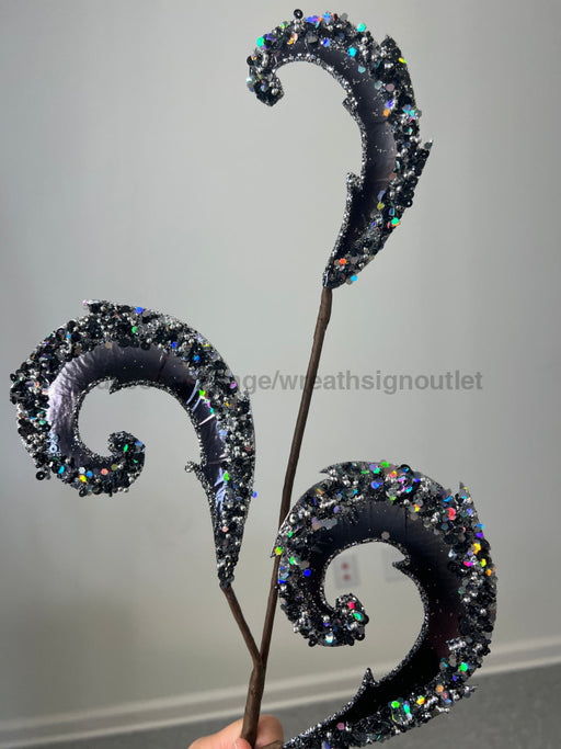 24’’ Triple Glitter Scroll Spray MTH13170-BKSV Pick
