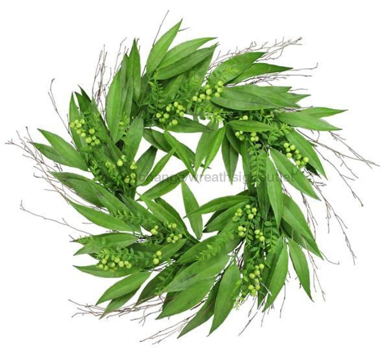 24"Dia Bay/Laurel Leaf Wreath Light Green FG5427 - DecoExchange