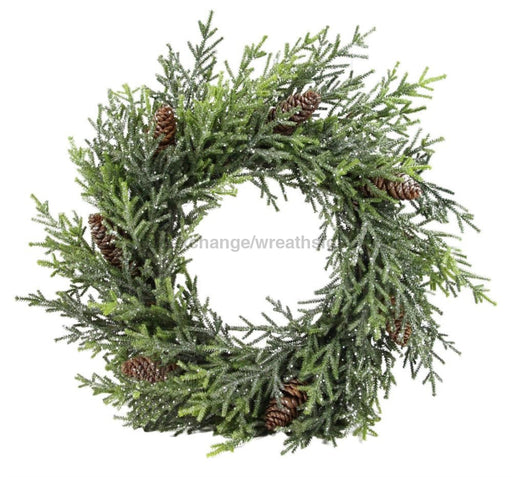 24’Dia Glitter Pine/Pinecone Wreath Green/Natural/Silver Xw2059 Base