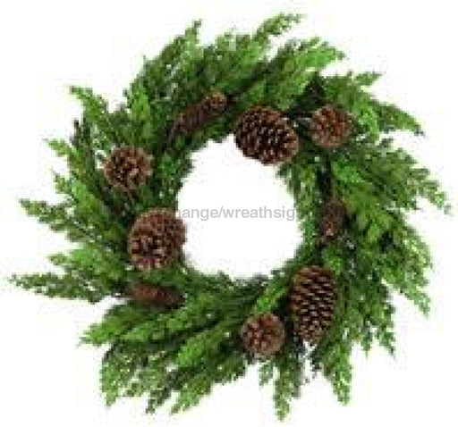 24"Dia Juniper Wreath W/Pinecones Green XX7795 - DecoExchange
