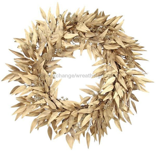 24Dia Metallic Leaf Wreath Gold Xx9069 Base