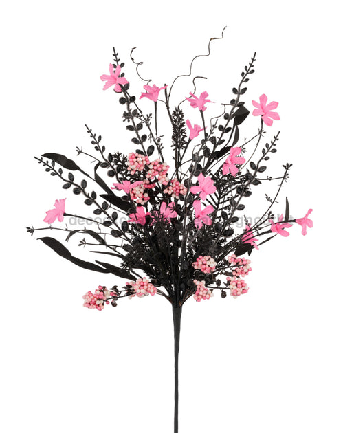 24’’L Fabric Flower/Eva Leaf/Beads Spray Black/Hot Pink/White Fh807156 New Upload081524