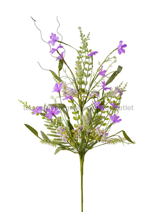 24’’L Fabric Flower/Eva Leaf/Beads Spray Lavender/Off White Fh807172 Greenery