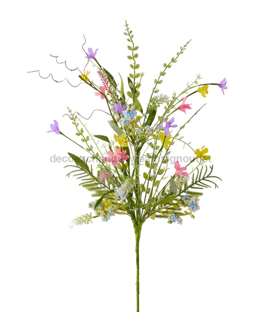 24’’L Fabric Flower/Eva Leaf/Beads Spray Pink/Yellow/Purple Fh807168 Greenery