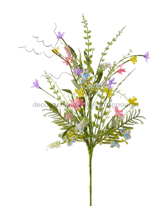 24’’L Fabric Flower/Eva Leaf/Beads Spray Pink/Yellow/Purple Fh807168 Greenery