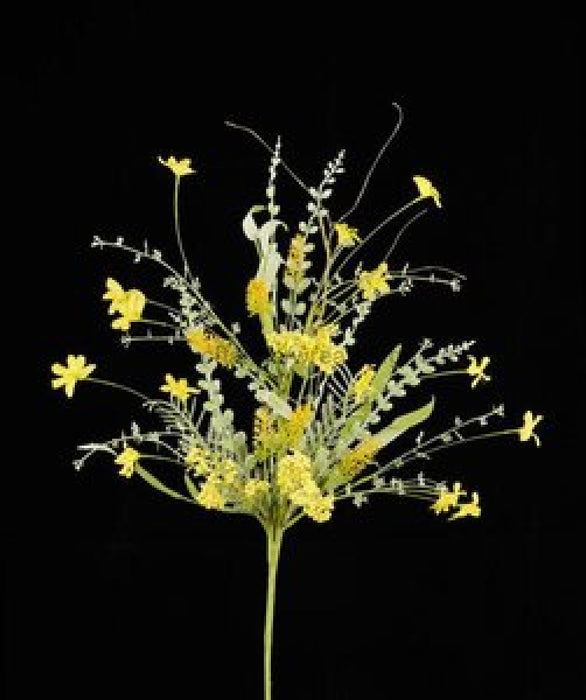 24’L Fabric Flower/Eva Leaf/Beads Spray Yellow Fh807129 Pick