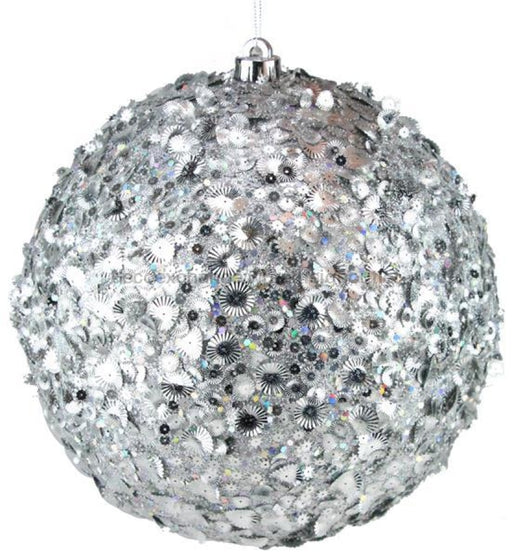 250Mm Flower Sequin Ball Ornament Silver Xh113426 Attachment