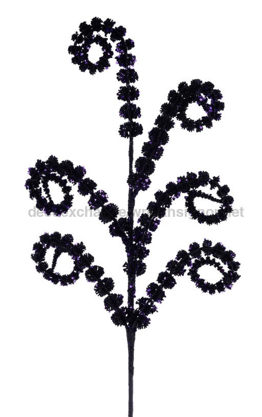 25’’L Glitter Spike Coil Spray Black/Purple HH1378Y2 Pick