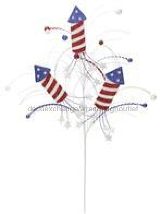 26"L FIRECRACKER GLITTER TWIG SPRAY X 3 Red/White/Blue HJ0024 - DecoExchange