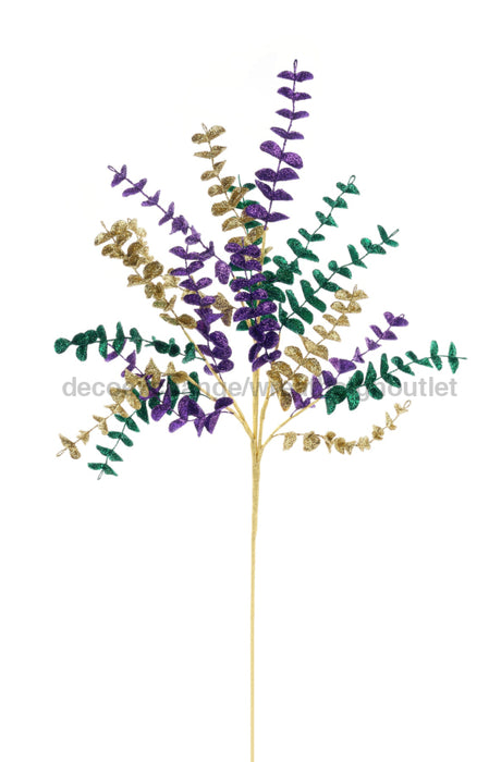 27’’L Glitter Eva Eucalyptus Spray Mardi Gras Hg3285 Pick