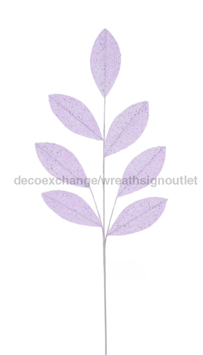 27’’L Glitter/Sequin Magnolia Leaf Spray Lavender FH813213 Pick