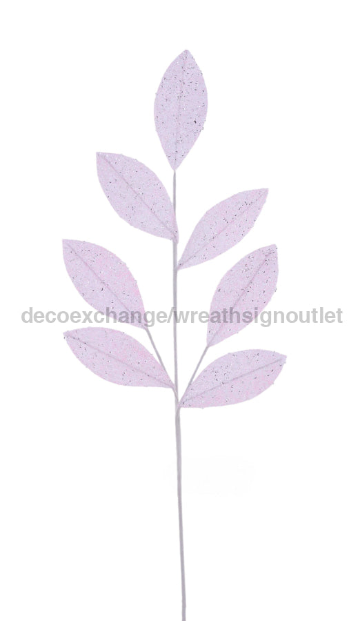 27’’L Glitter/Sequin Magnolia Leaf Spray Soft Pink FH813215 Pick