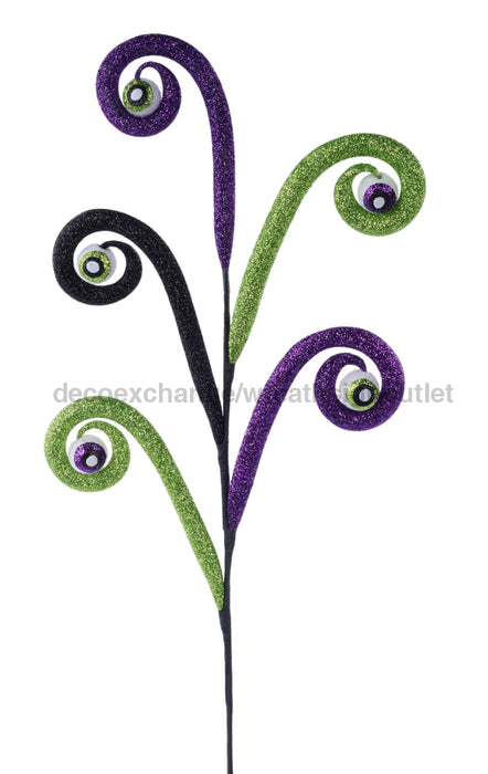 27’’L Glittered Tubing Coil/Eyeball Spray Black/Purple/Lime HH1397X4 Pick