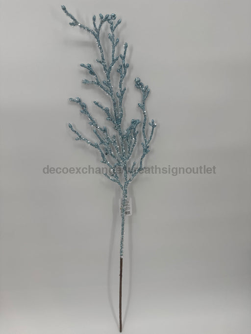 28’’ Blue Coral Glittered Branch F4531067 Pick
