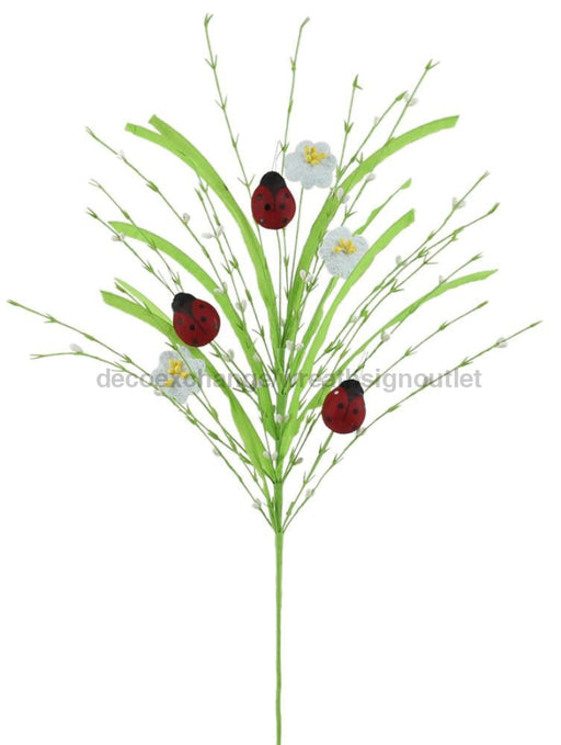 28’L Paper Grass/Pip Flower Ladybug Spry Green/Red/Black/White Mn0192 Greenery