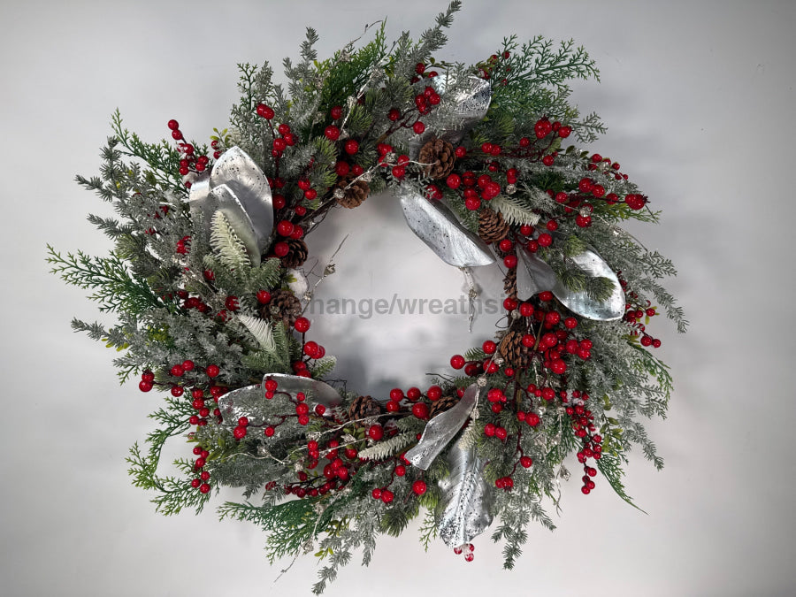 28’’ Sil Magnolia Wreath 25X004M-SLRD Base