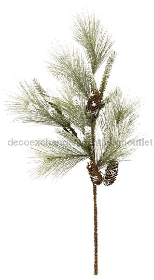 28"L Frosted Mix White Pine Spray Tt Green/White XX1940 - DecoExchange