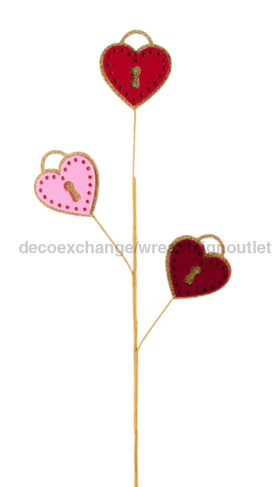 28’’L Glitter/Felt Heart Locket Spray Lt Pink/Red/Burg/Gold HV027299 Pick