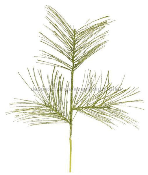 28"L Glittered Long Needle Pine Spray Lime XS701056 - DecoExchange®