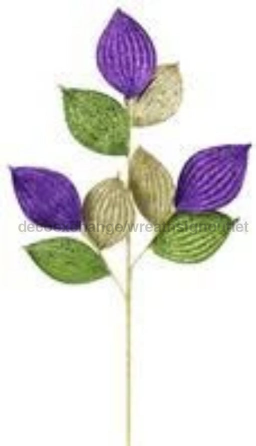 29"L GLITTER LEAF SPRAY  HG3173 - DecoExchange