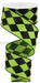 2"X10yd Glitter Harlequin Check Lime Green/Black RGA149933 - DecoExchange