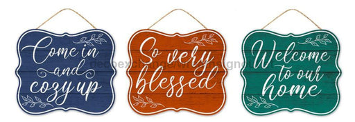 3 Asst 10.5’’L X 9’’H Our Home Signs 3 Assorted Colors AP7225 sign