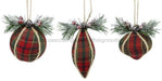 3 Asst 4" Plaid Ornaments Red/Green/Gold XY9369 - DecoExchange®