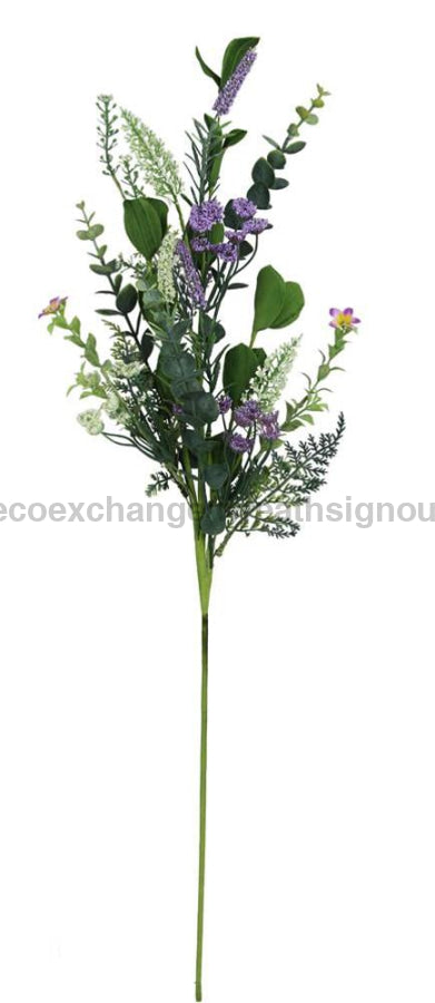 30’L Beaded Flower/Spike/Leaf Spray Lvndr/Crm White/Green Fh7996 Greenery
