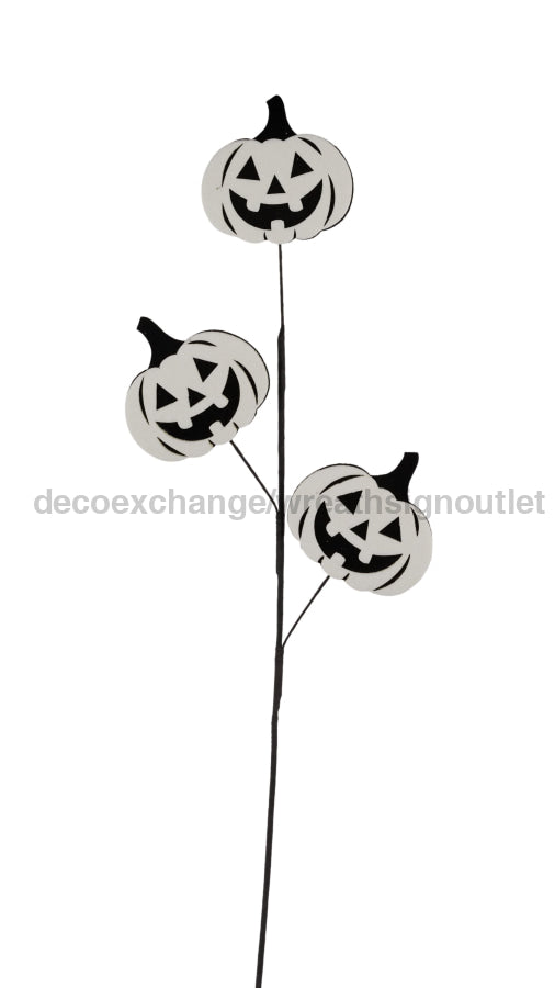 30’’L Felt/Fabric Jack-O-Lantern Spray Black/White HH135727 Pick