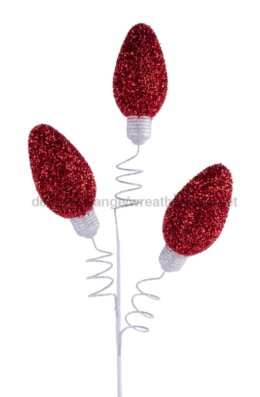 30’’L V-Cut Glitter Light Bulb Spray X3 Red/Silver XP104424 Pick